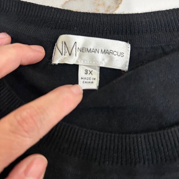 Neiman Marcus Cashmere Sleeveless Shirt Black White SZ3X Knit Classic Luxury - Picture 7 of 10